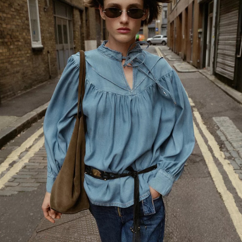 Zara Oversized Flowy Denim Shirt